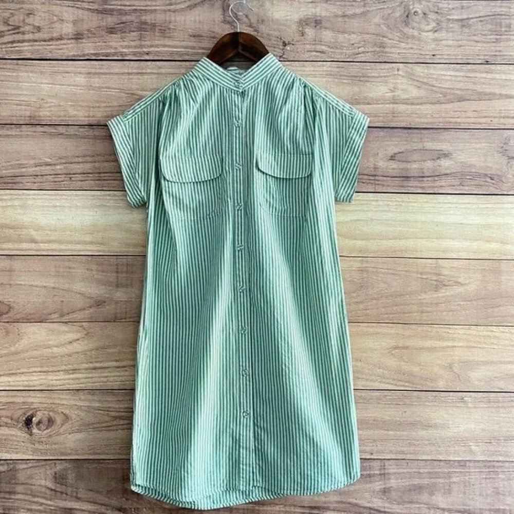 Steven Alan 100% silk button down mandarin collar tshirt dress size P